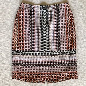 J. Crew | Striped Geometric Patterned Colorful Pencil Skirt